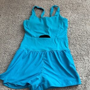 Blue Sleeveless Workout  Romper